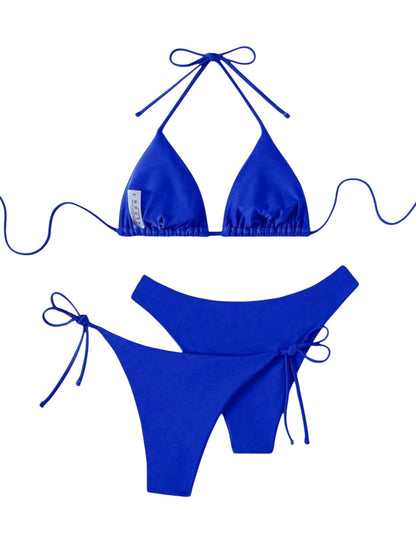 SHE királykék megkötős háromszög bikini szett