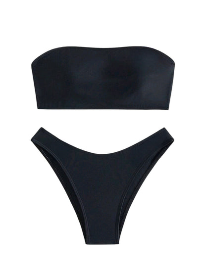 SHE fekete logós bandeau bikini szett