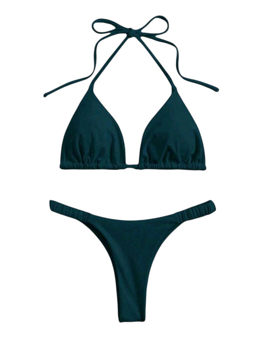 SHE sötétzöld háromszög bikini