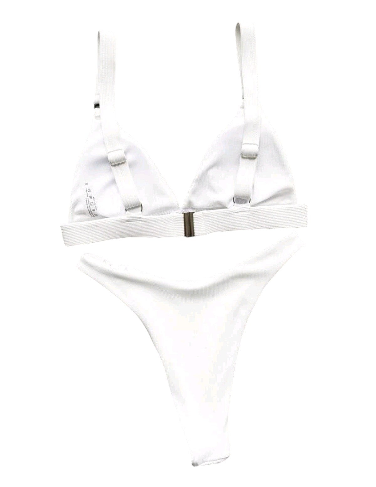 SHE fehér bordázott karikás bikini