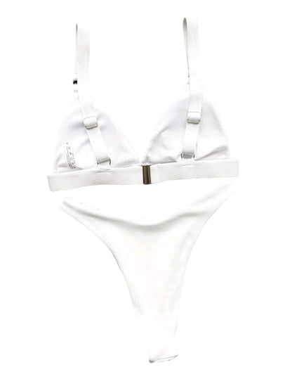 SHE fehér bordázott karikás bikini