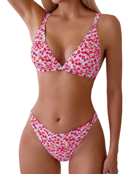 SHE fehér virágmintás karikás bikini