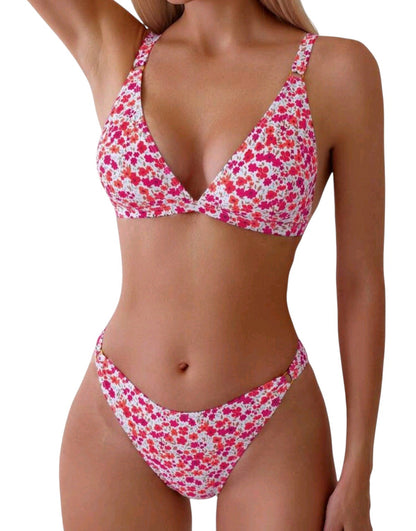 SHE fehér virágmintás karikás bikini