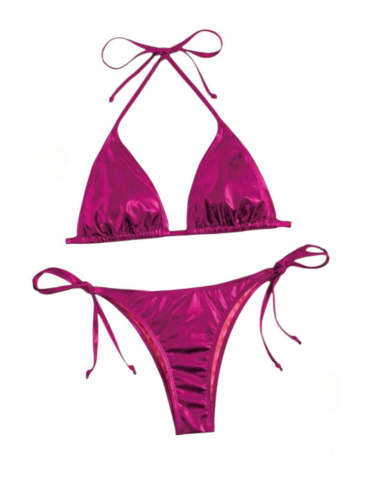 SHE magenta metál háromszög bikini