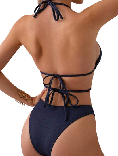 SHE sötétkék kagylós láncos bikini