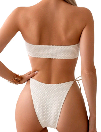 SHE krém texturált pántnélküli bikini
