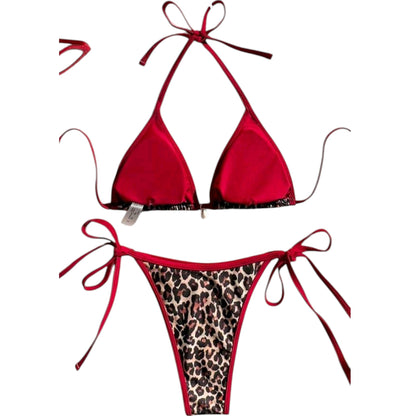 SHE piros leopárdmintás bikini