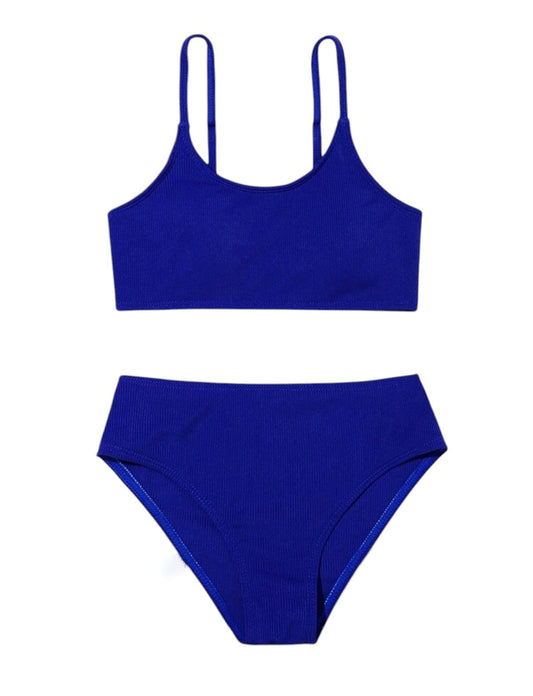 SHE királykék bordázott magas derekú bikini