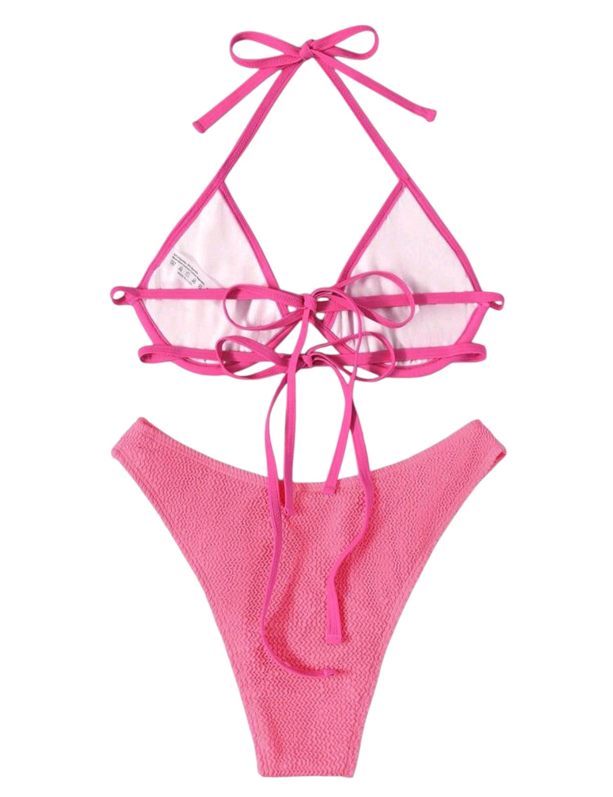 SHE rózsaszín texturált merevítős pántos bikini