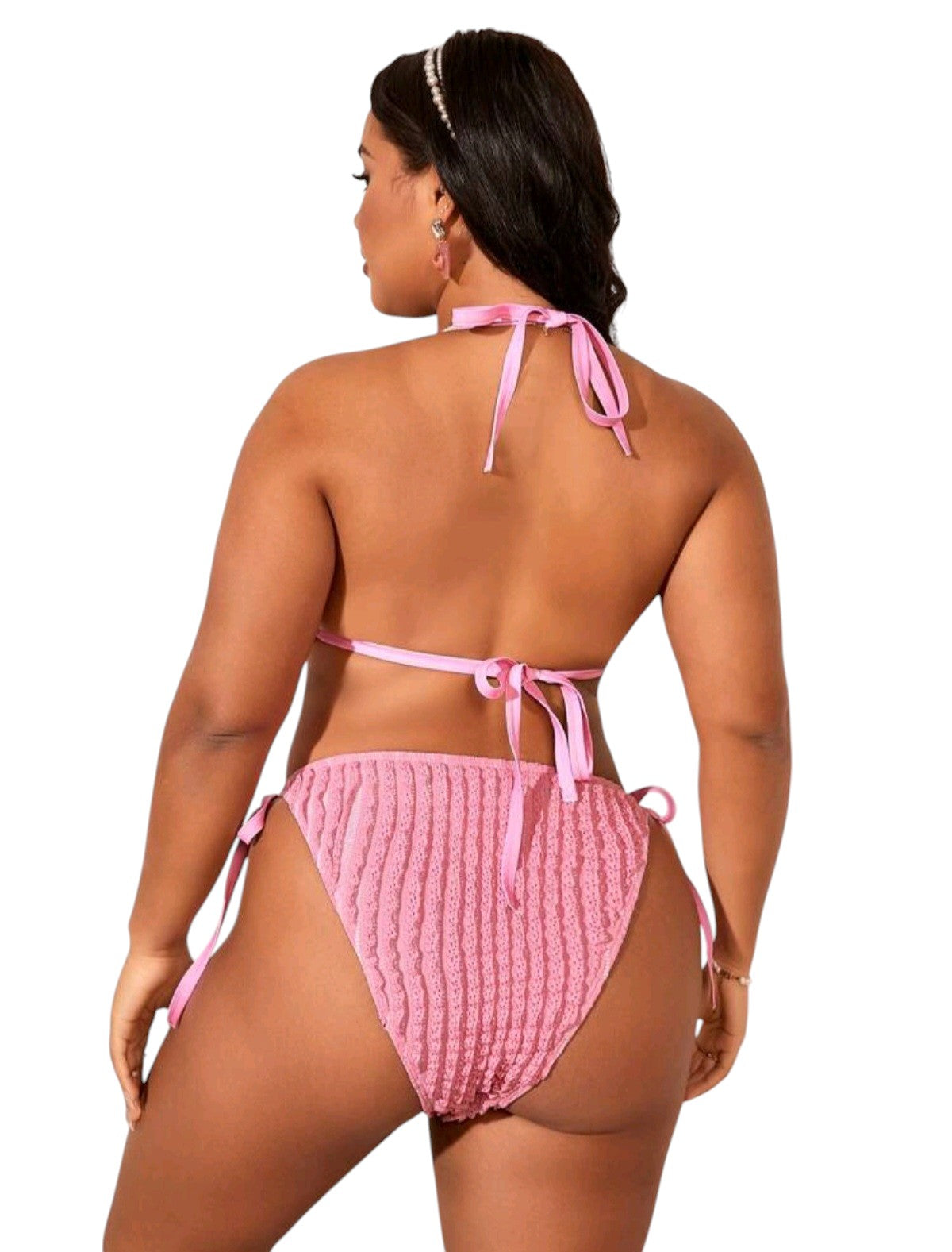 SHE rózsaszín texturált kötős bikini