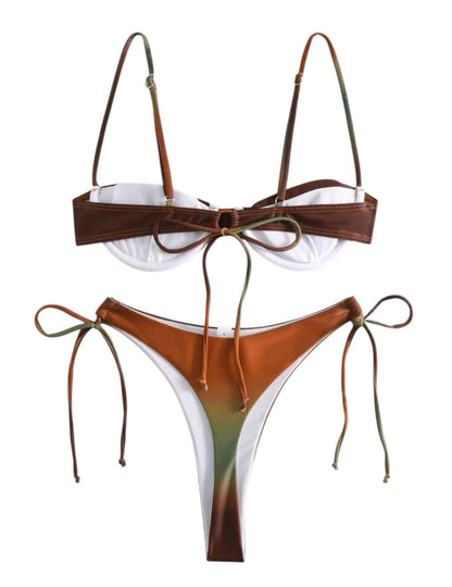 SHE barna ombre merevítős kötős bikini