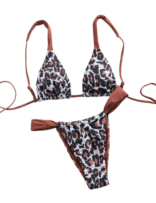 SHE párducmintás barna pántos bikini