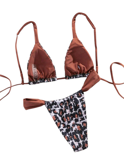 SHE párducmintás barna pántos bikini