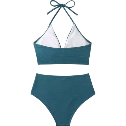 SHE teal színű magas derekú bikini szett