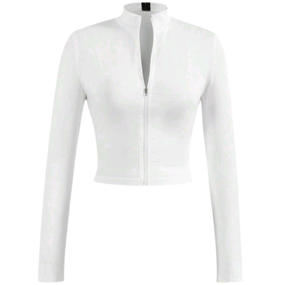 SHE fehér cipzáras crop top pulóver
