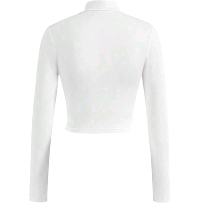SHE fehér cipzáras crop top pulóver