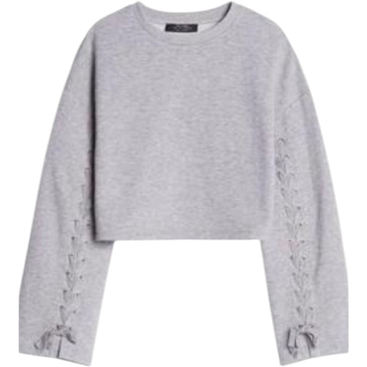 BERSHKA szürke fűzős crop pulóver