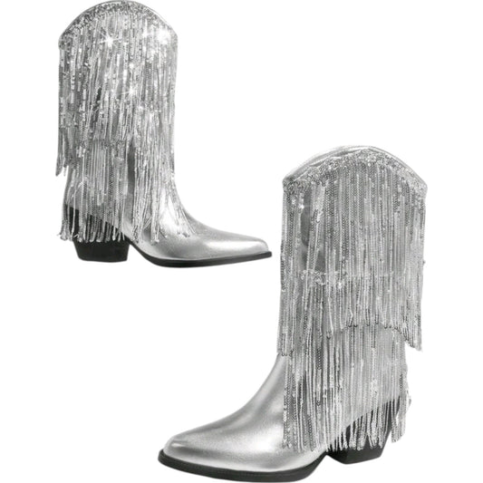 SHE ezüst rojtos cowboy csizma