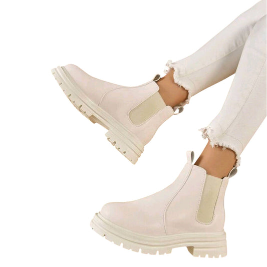 SHE bézs platform chelsea bokacsizma