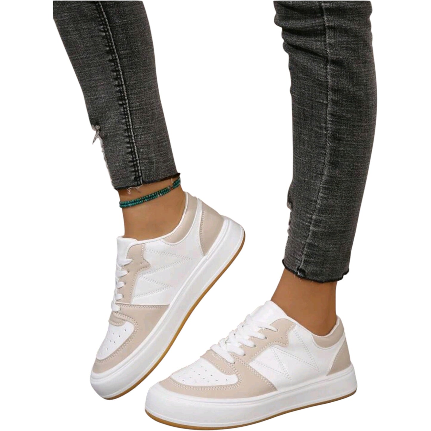 SHE fehér/bézs kétszínű sportos cipő