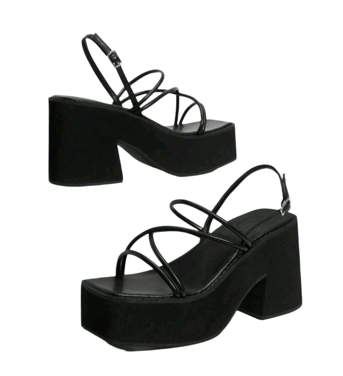 SHE fekete platform pántos szandál