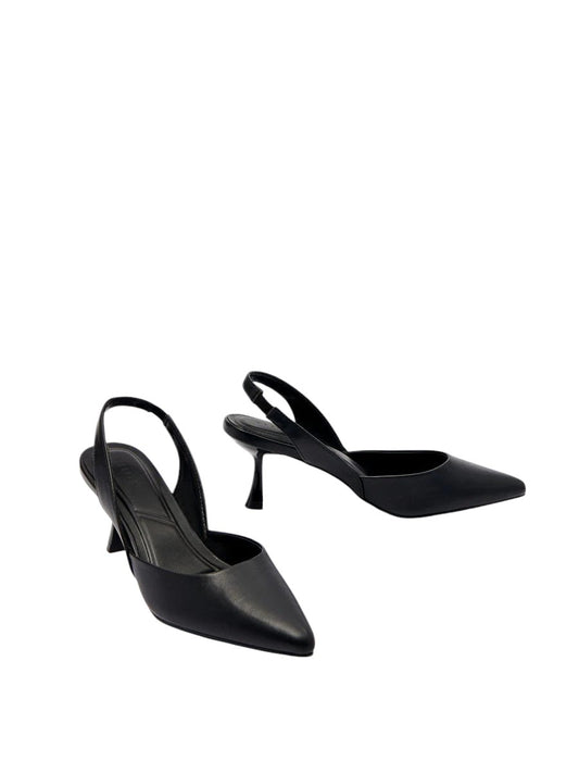 MOHITO fekete hegyes orrú slingback körömcipő
