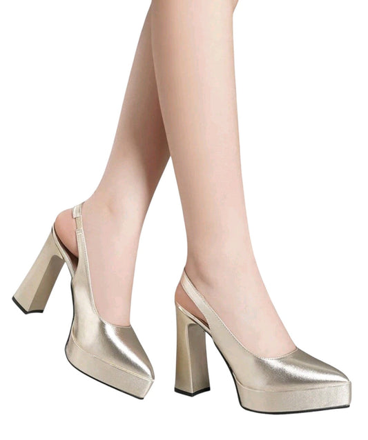 SHE arany platformos heeled slingbacks