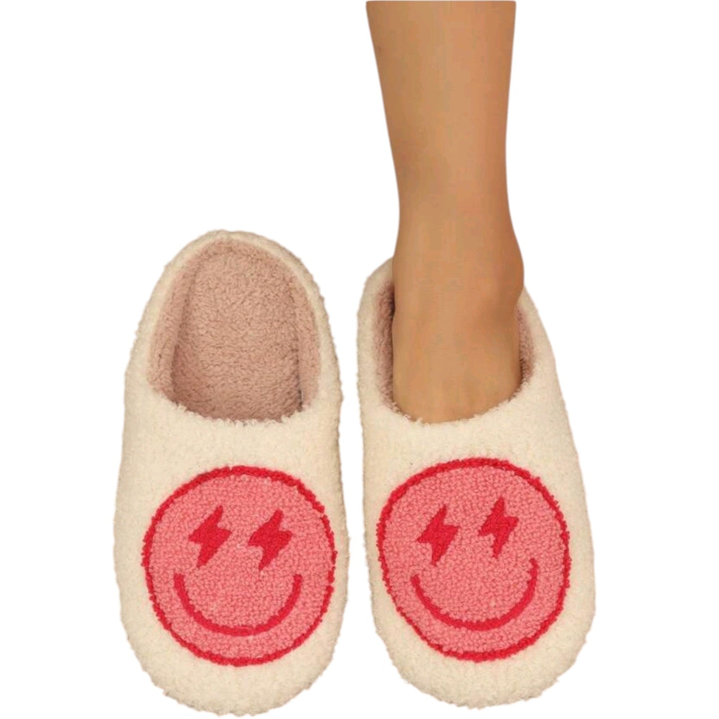 SHE krémszínű smiley papucs