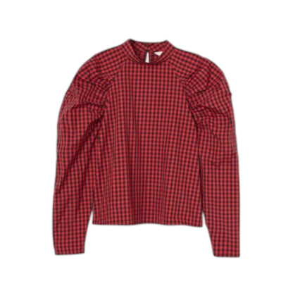 H&M piros kockás puffos ujjú blúz