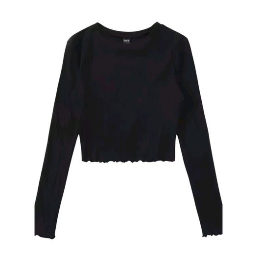 SHE fekete hosszú ujjú crop top