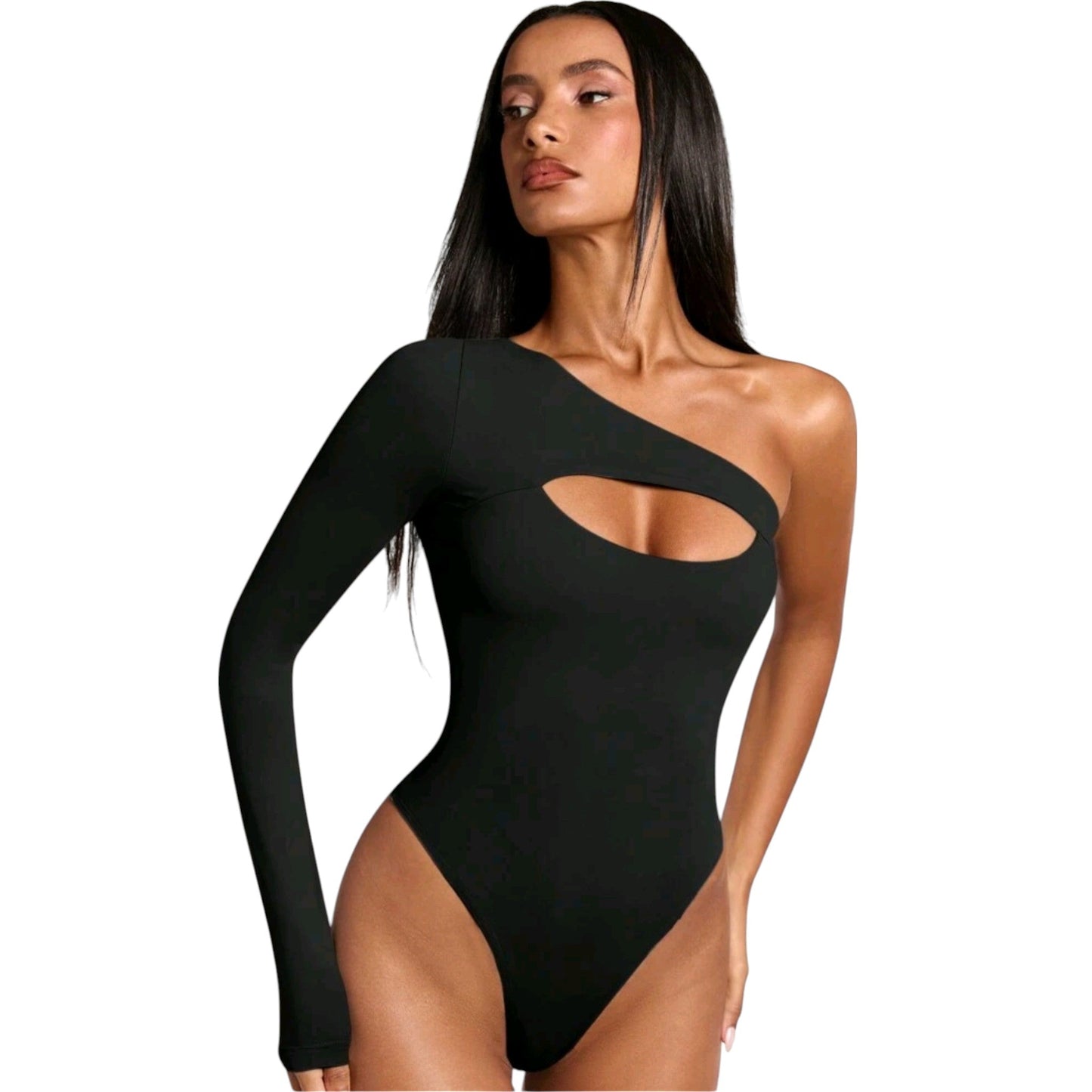 SHE fekete egyvállas bodysuit