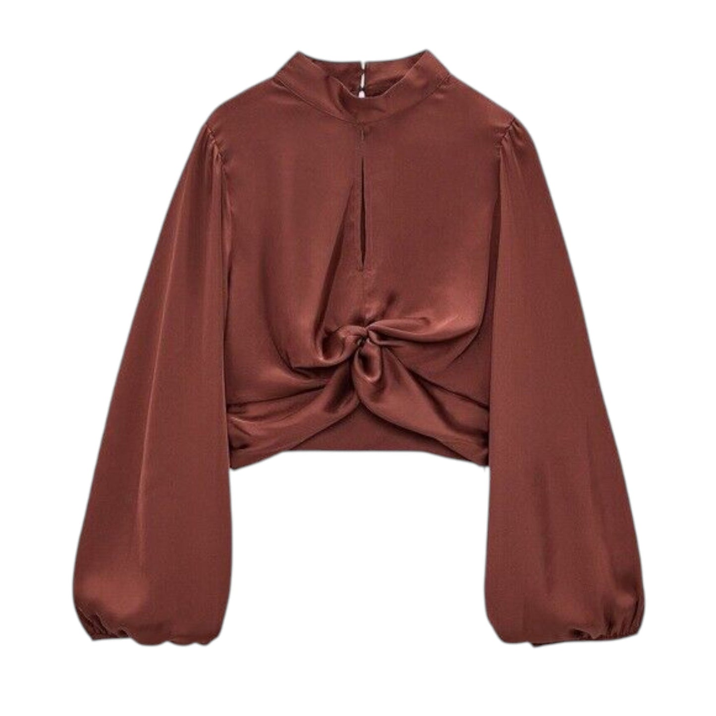 ZARA rozsdabarna selyem hatású crop top