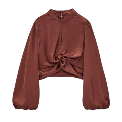 ZARA rozsdabarna selyem hatású crop top