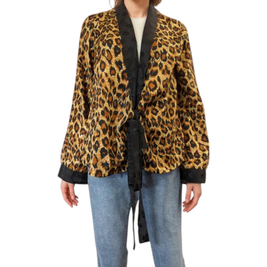 ASOS barna leopárdmintás megkötős kimono blúz