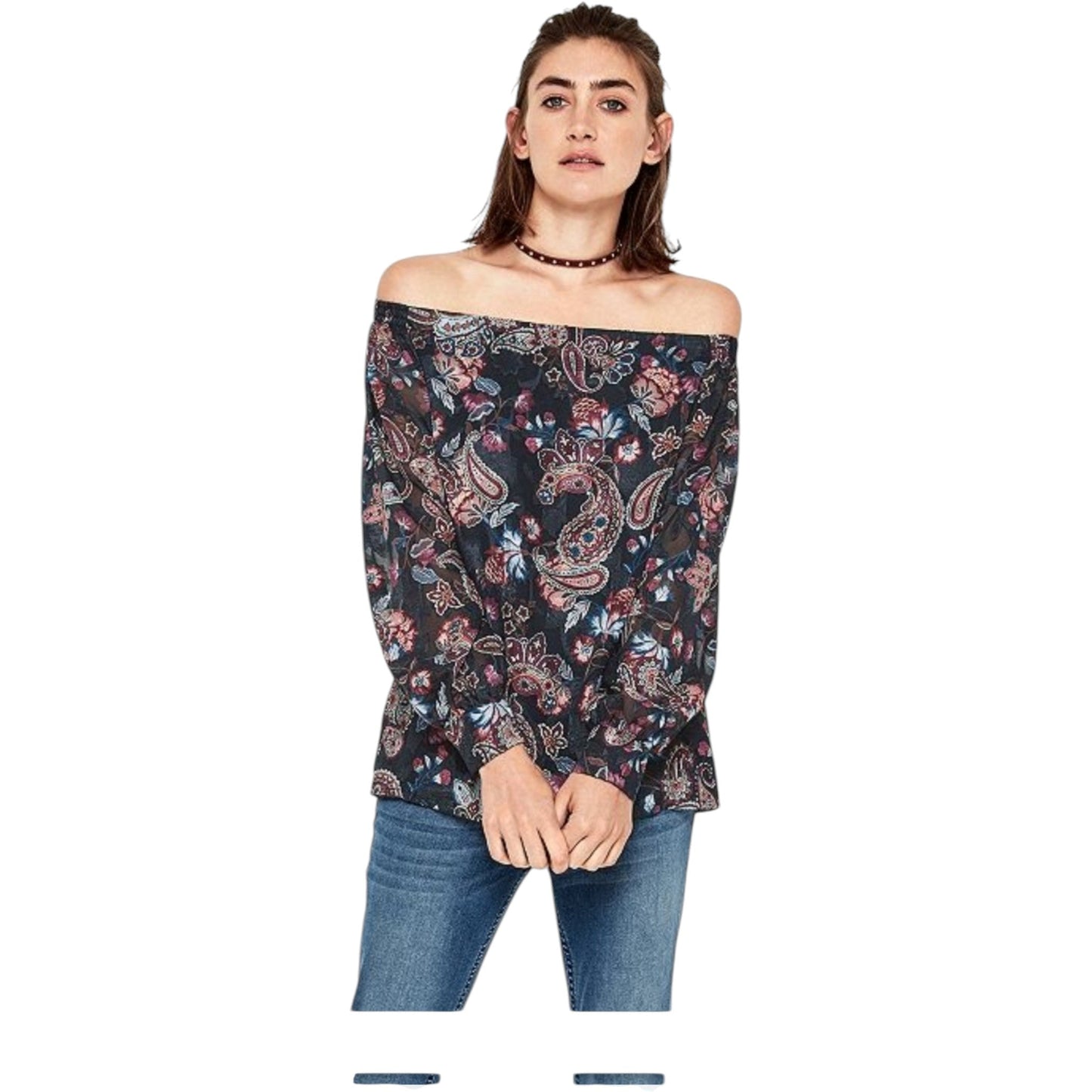 S. OLIVER sötétkék off-shoulder blúz