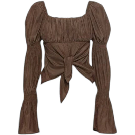 MISSGUIDED barna hasított bőr hatású négyzet nyakú crop blúz