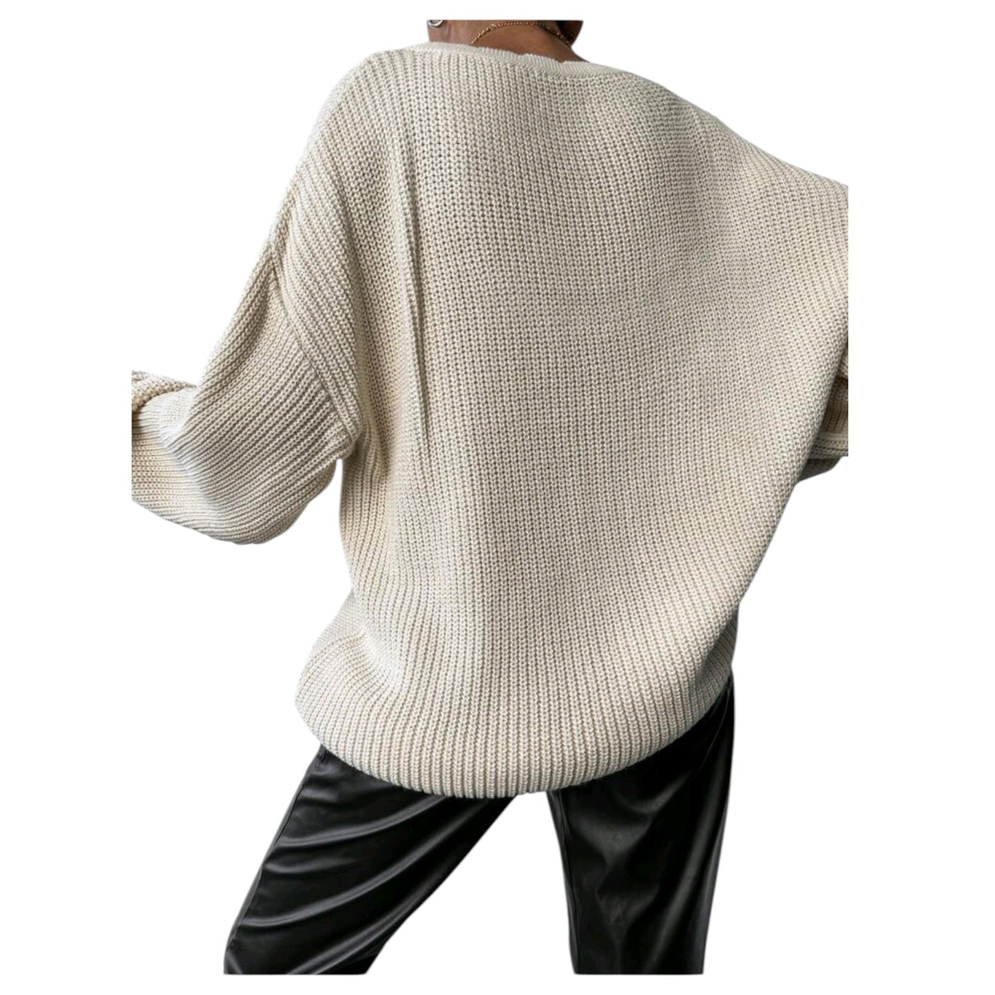 SHE ekrü kötött pulóver