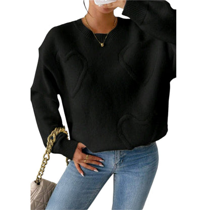 SHE fekete szív mintás pulóver