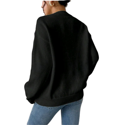 SHE fekete szív mintás pulóver