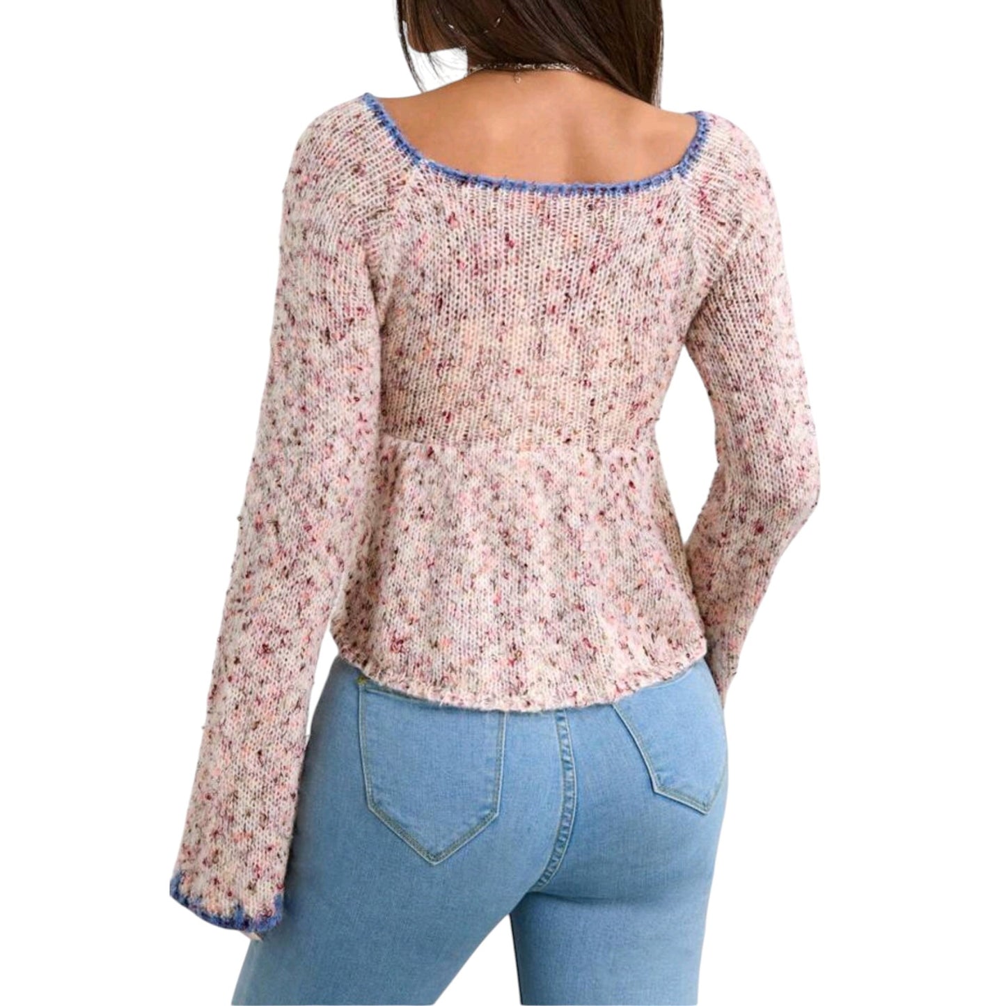 SHE pöttyös kötött peplum felső