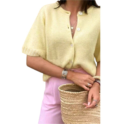 SHE sárga rövid ujjú kötött kardigán