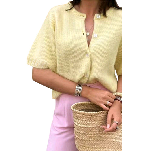 SHE sárga rövid ujjú kötött kardigán