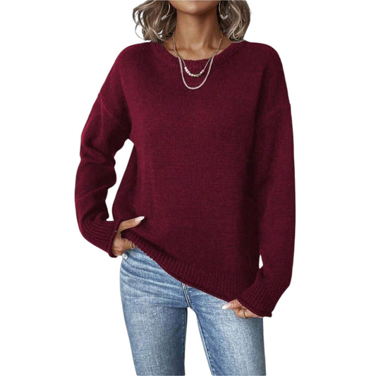 SHE bordó oversize kötött pulóver