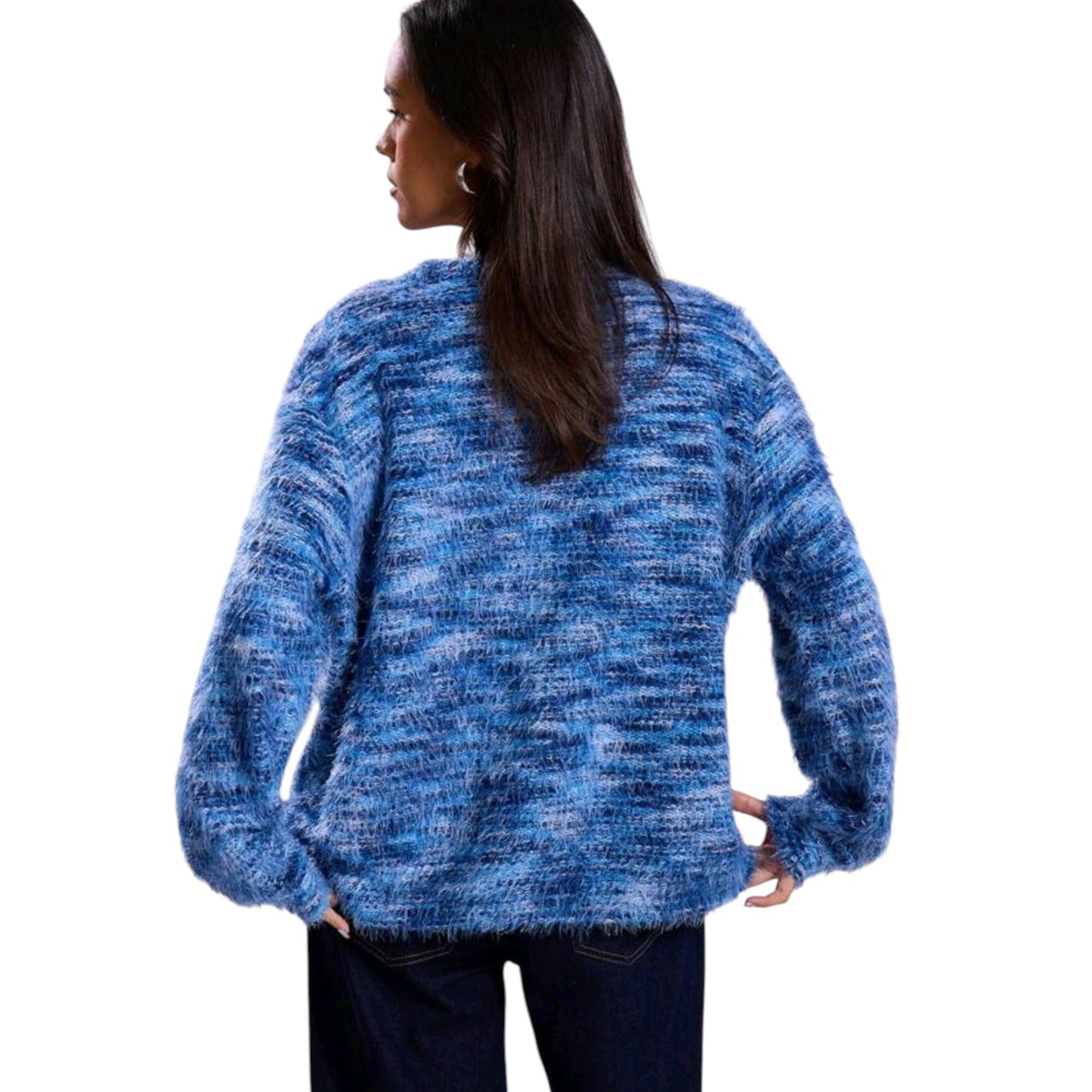 SHE kék kötött V-nyakú kardigán