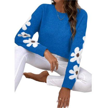 SHE kék virágmintás pulóver