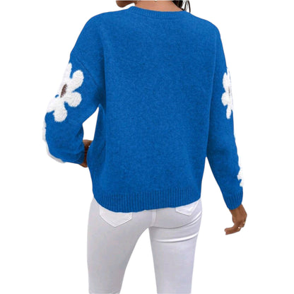 SHE kék virágmintás pulóver