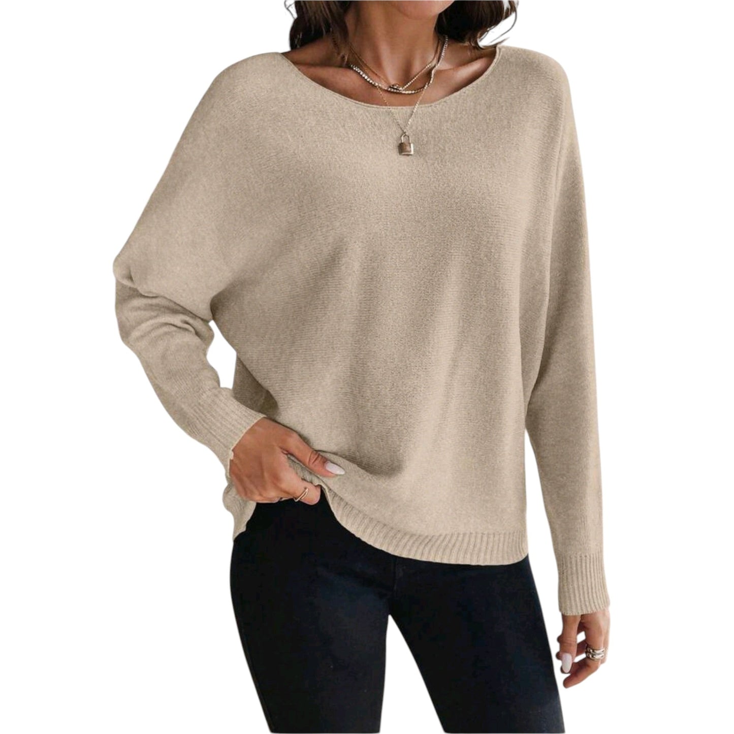 SHE bézs kötött pulóver