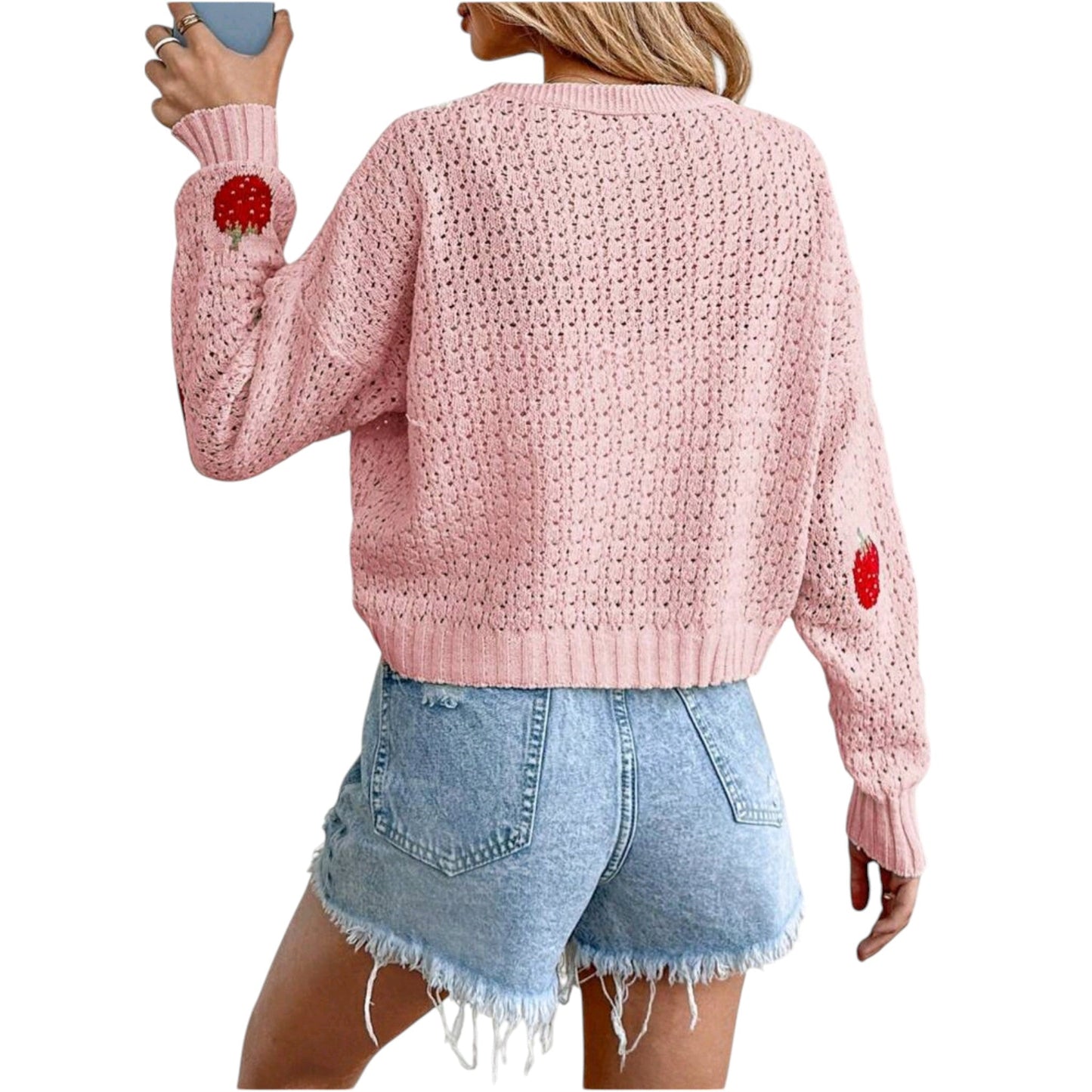 SHE rózsaszín kötött crop kardigán