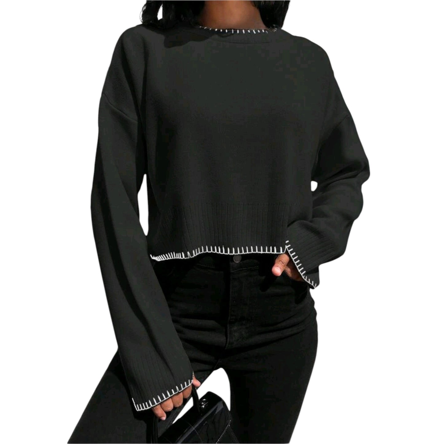 SHE fekete kötött pulóver