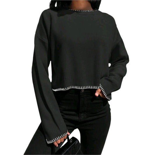 SHE fekete kötött pulóver